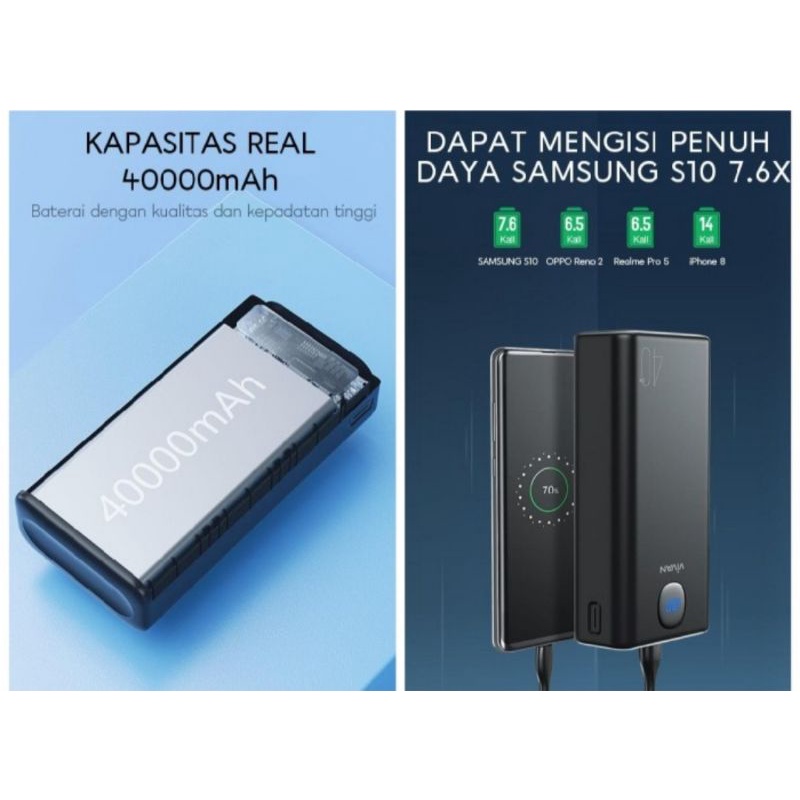 Vivan Powerbank VPB-B40 QUICK CHARGER WITH DISPLAY 40 ribu mah - Hitam, 40000mah super fast