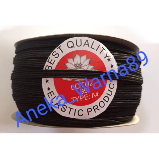 

Karet elastis/karet beby/karet kancing ukuran A3/3mm, A4/4mm (80~100 Yard) hitam