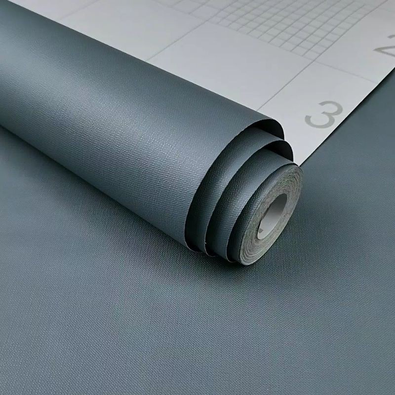 BISA COD - WALLPAPER STIKER DINDING PAKET 5ROLL WALLSTIKER MOTIF BIRU NAVY POLOS MODERN ( BUY 4 GET 1 FREE )