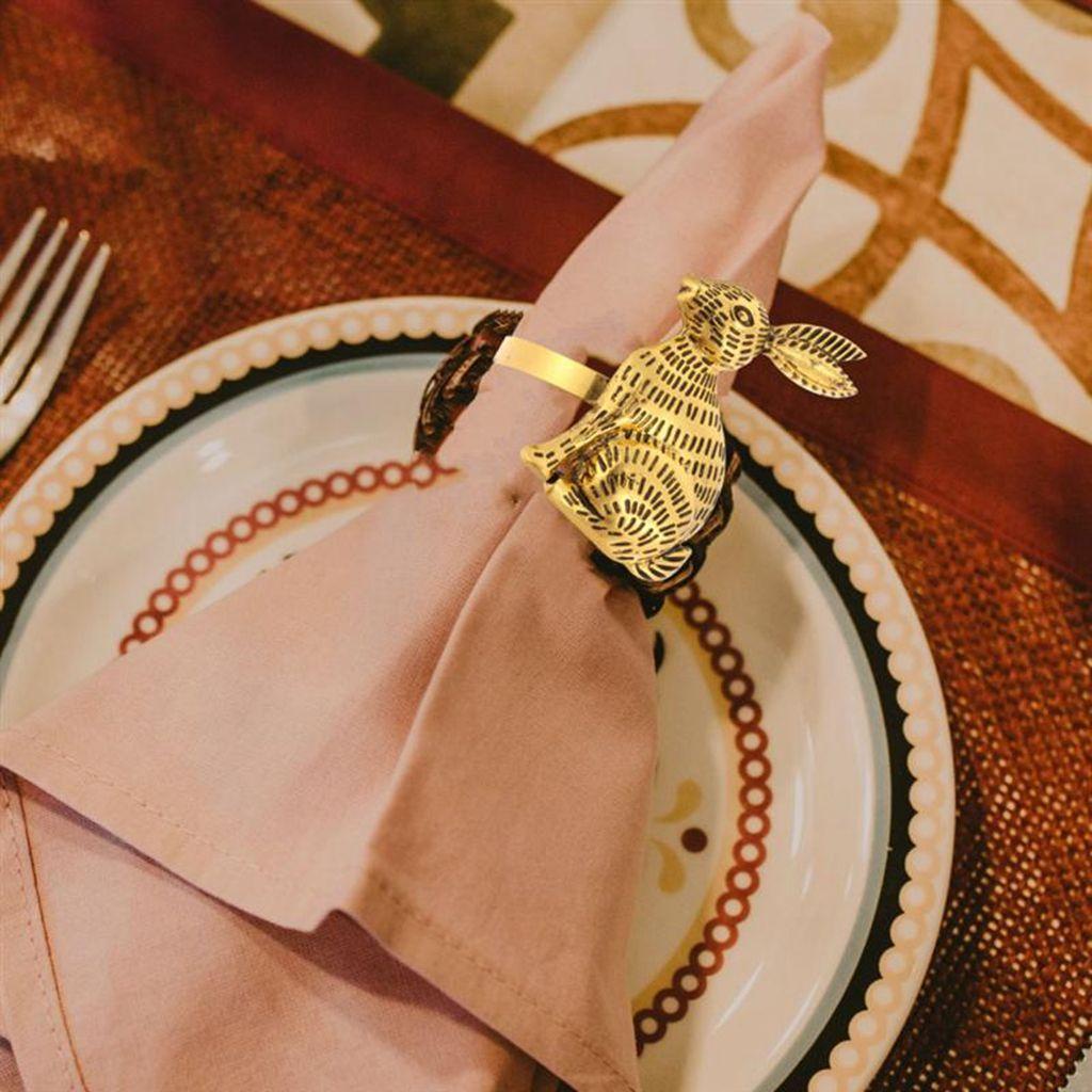 [Elegan] Table Decor 1pcs Fashion Untuk Rapat, Pernikahan Susun Berbentuk Kelinci Silvery Serving Napkin Holder Napkin Buckle