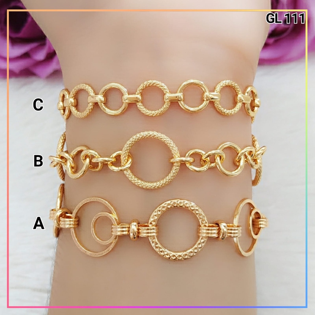 Gelang xuping gelang dewasa rantai bulat polos simple perhiasan lapis emas gold GL 111