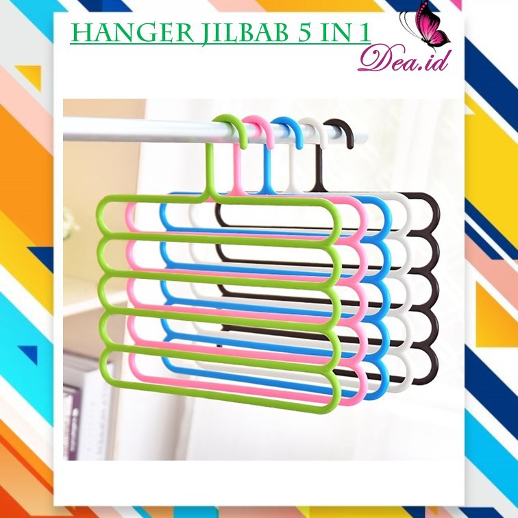 [DEASHOP] [STORAGE] HANGER GANTUNGAN PAKAIAN 5 SUSUN/HANGER JILBAB TINGKAT MULTIFUNGSI