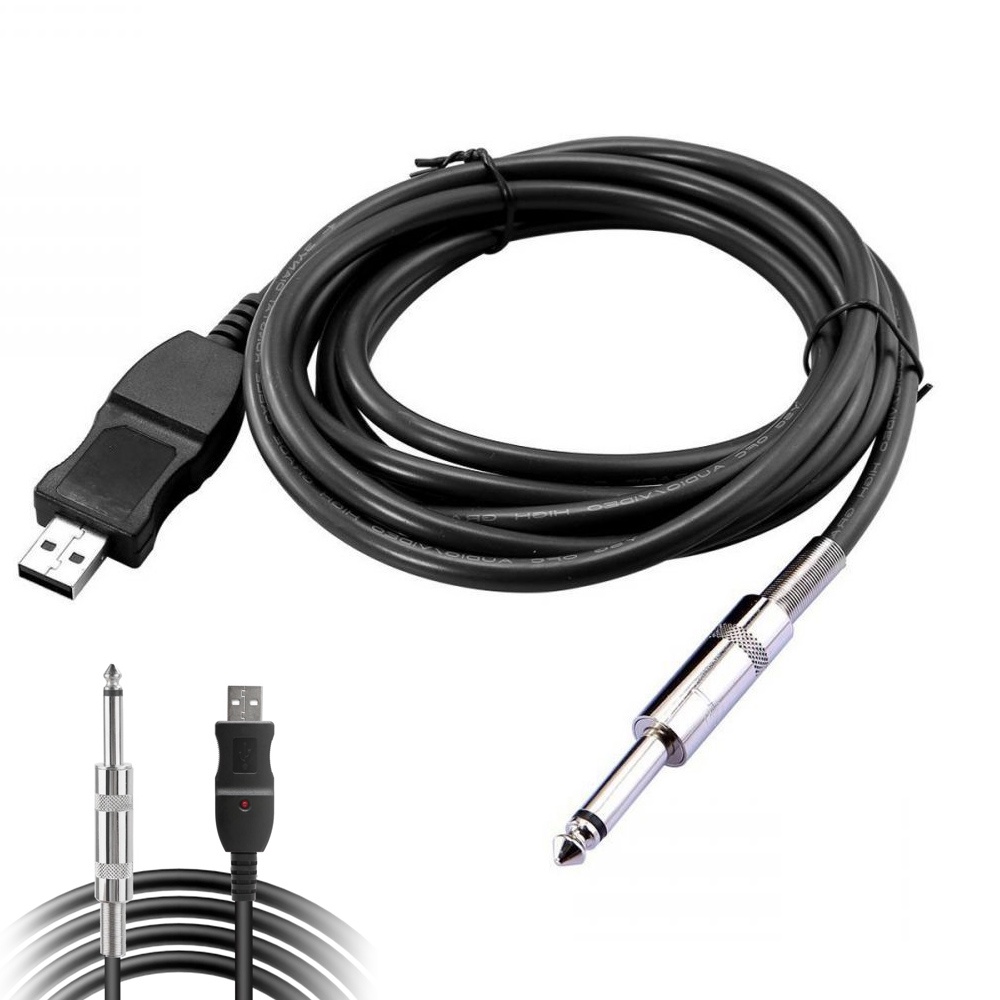 Kabel Jack Link Koneksi USB to 1 / 4 Inch 6.35mm Panjang 3m Untuk Gitar Bass