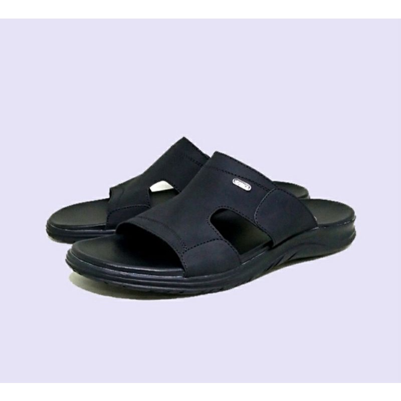 Sandal KOKOP Pria Big Size 39-44 Sendal Malzie Slide Kulit Kasual / KOKOP Black Original, 43