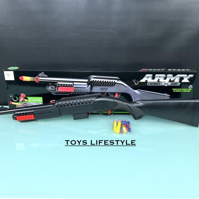Mainan Tembakan Model Nerf Soft Bullet Army Combat Smg Shotgun By Eastern
