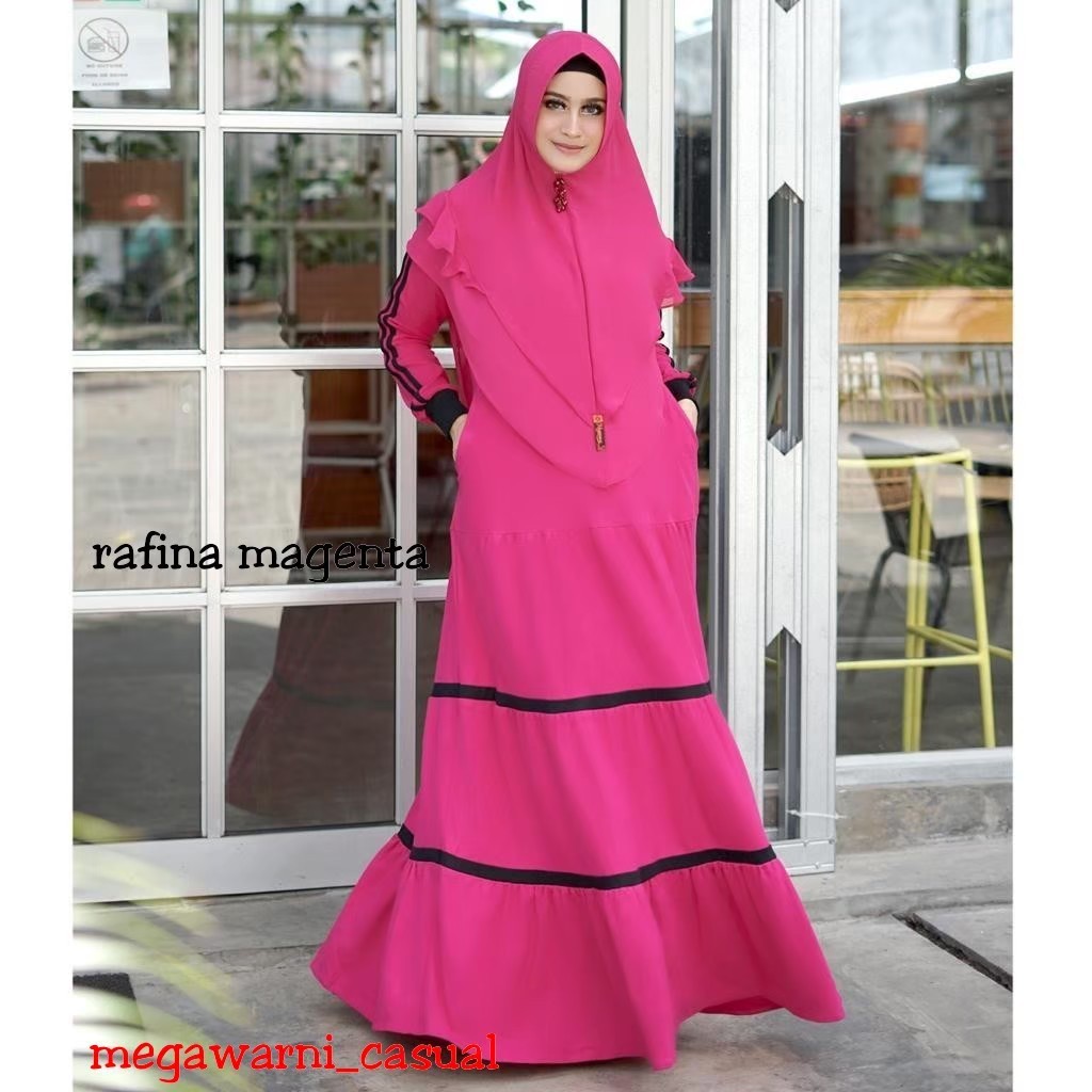RAFINA Casual Dress Set Khimar Ceruti By Megawarni Gamis Sporty