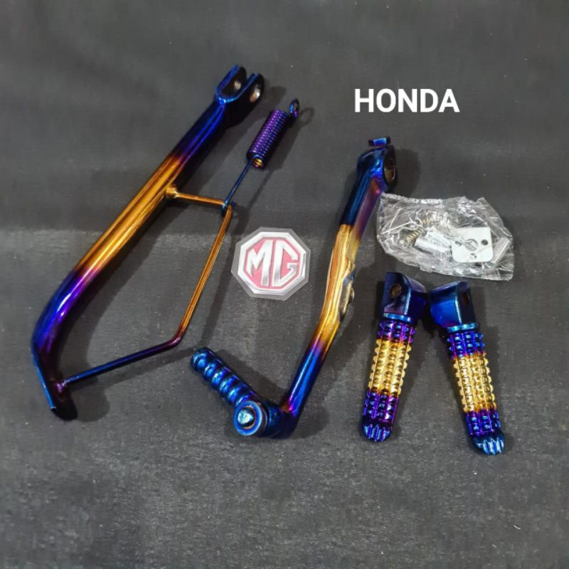 PAKET HONDA Engkolan Twotone + Standar Samping Twotone Ring 17 + Step Model Jagung Twotone