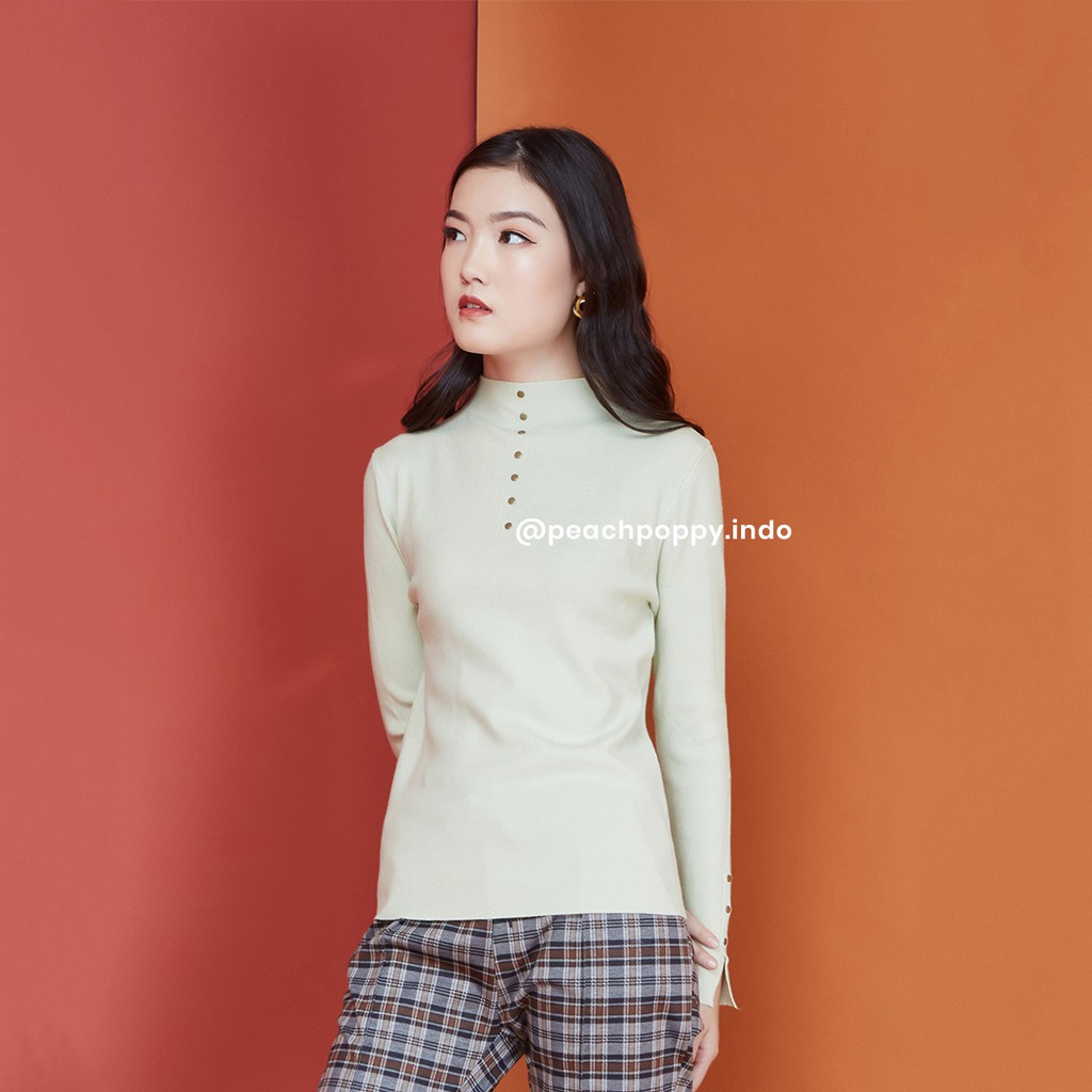 Peach Poppy Nicole Top - Atasan Wanita Kaos Turtleneck Lengan Panjang