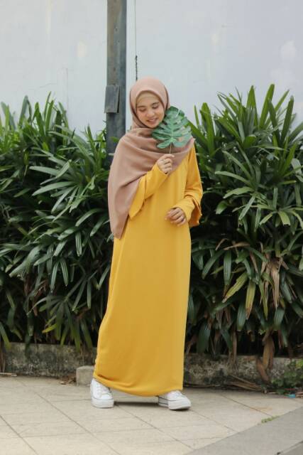 Dress Plain Ruffle Non Busui