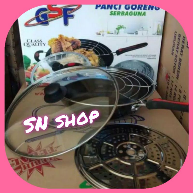 panci goreng gsf serbaguna 1132ksg &amp; 1032km wajan gsf serbaguna wajan enamel gsf +tutup kaca