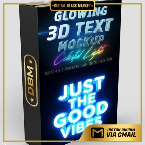 Glowing Text 3d Mockup - Photoshop