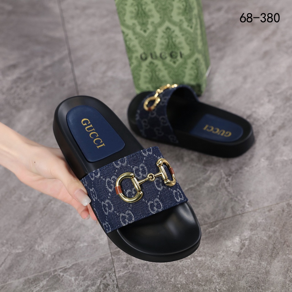 GC GG Canvas Horsebit Slide Sandals 68-380