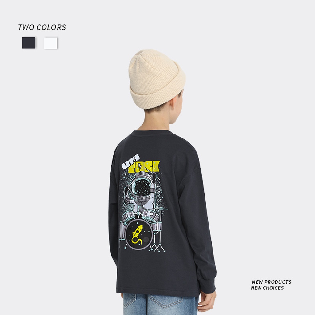 Kaos Lengan Panjang T-Shirt Anak Usia 2-6 tahun Gambar Astronot DRUM