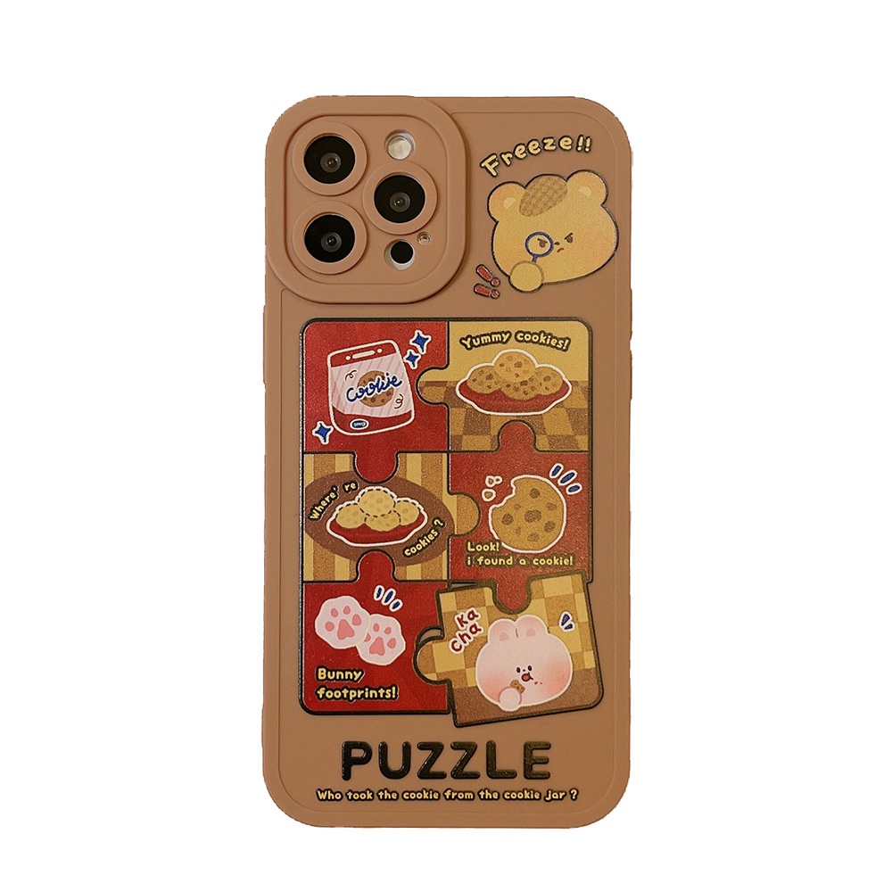 IPHONE Yummy Cookie Bear Bunny Perlindungan Penuh Lembut Casing Ponsel Cover Untuk Iphone7 8 PLUS X XR XS 11 12 13 14 MINI PRO MAX SE 2020