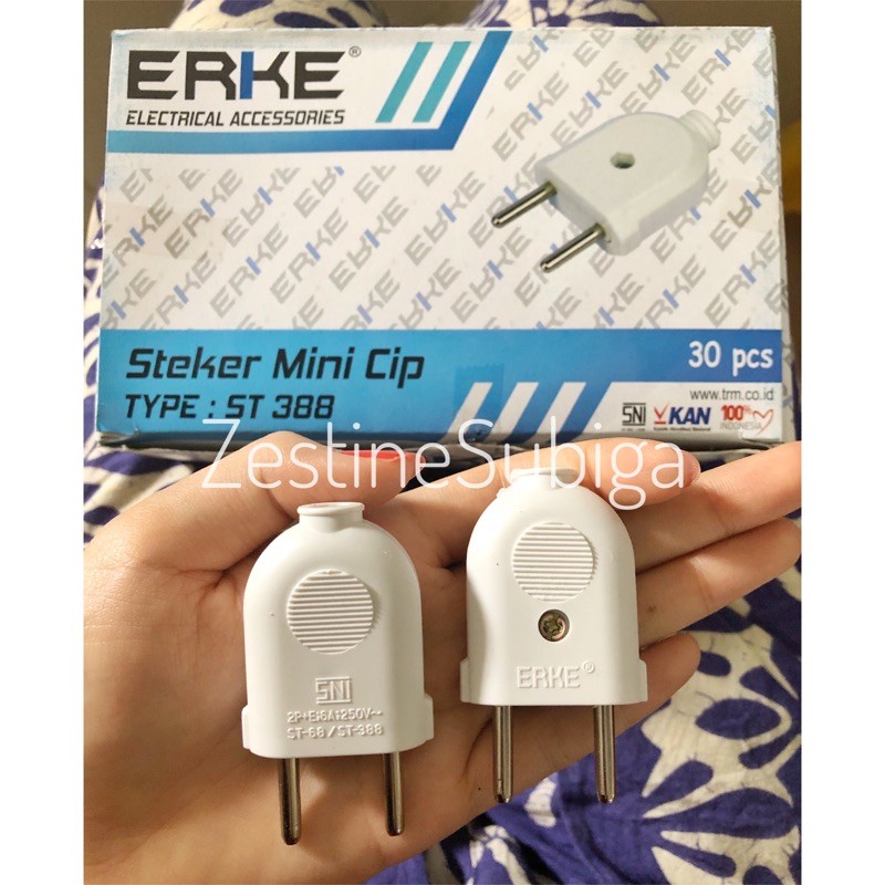 Steker Mini Gepeng Cip Putih ST-388 Erke