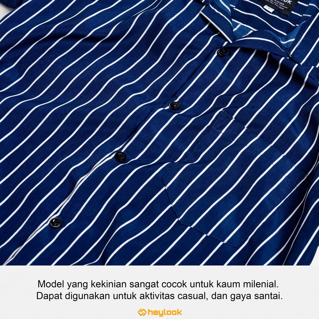 STRIPE SHIRT CASUAL PRIA KEMEJA LENGAN PENDEK STRIPE BLOUSE PRIA