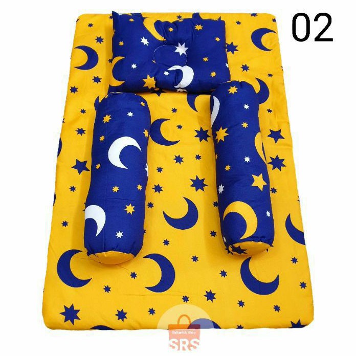 1 Set Kasur Bayi CARACTER (1 Kasur +1 Bantal +2 Guling) Tempat Tidur Bayi / Matras Lipat Bayi