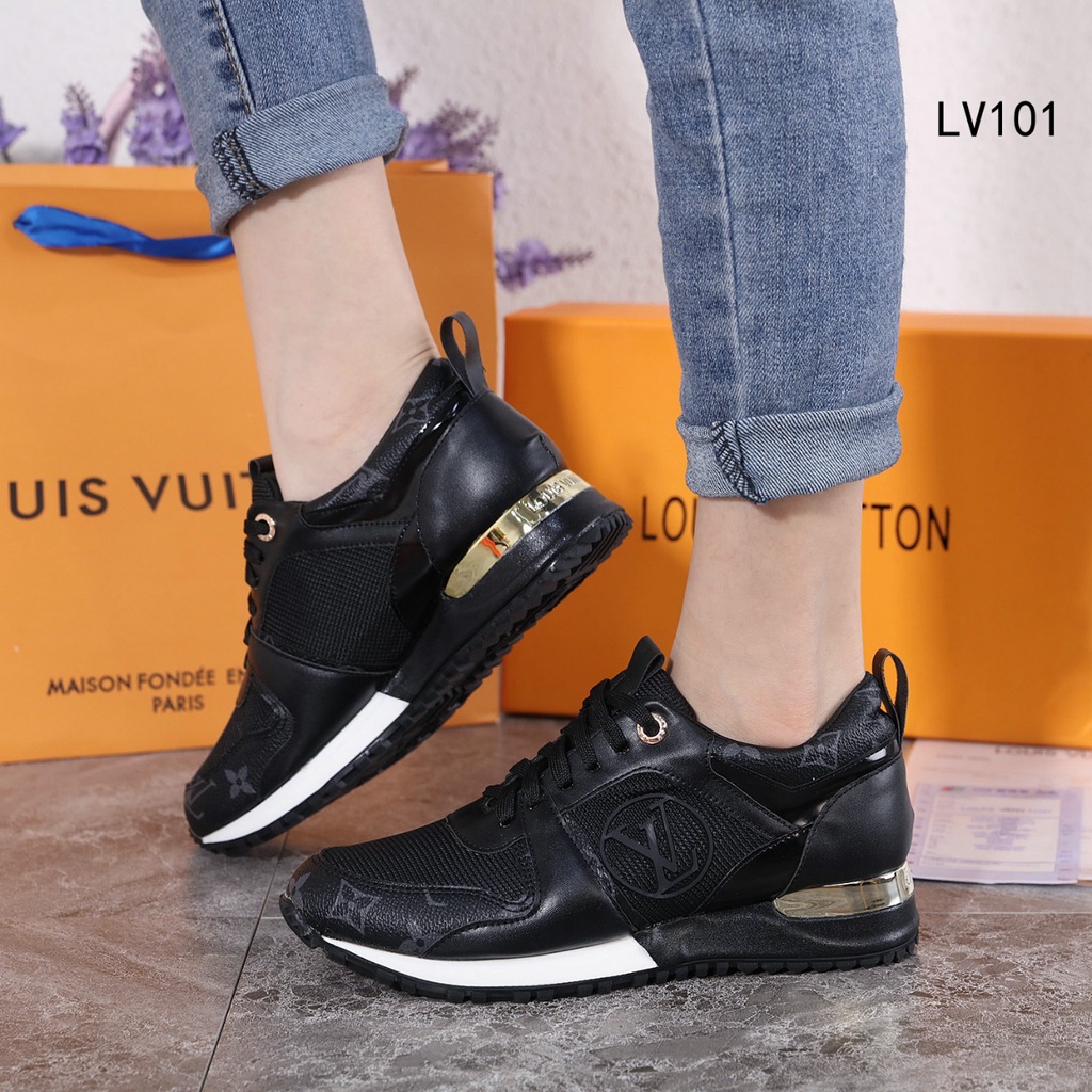 LLV  Run Away Leather Calfskin &amp; Monogram Canvas Sneakers LV101