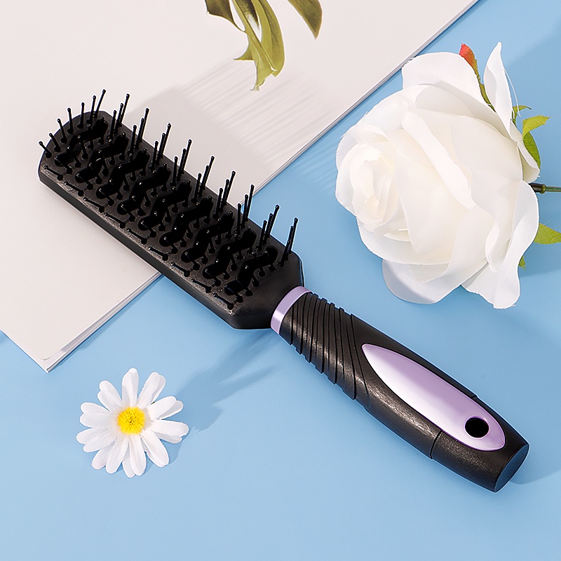 Marvilo Sisir set Ungu Anti Statik Comb Airbag Hair Massage Rambut Kriting Hair Brush Massage Comb Anti-static Comb sisir rambut rontok dan kusut Portable sisir rambut  OVAL TABUNG PERSEGI cermi-3