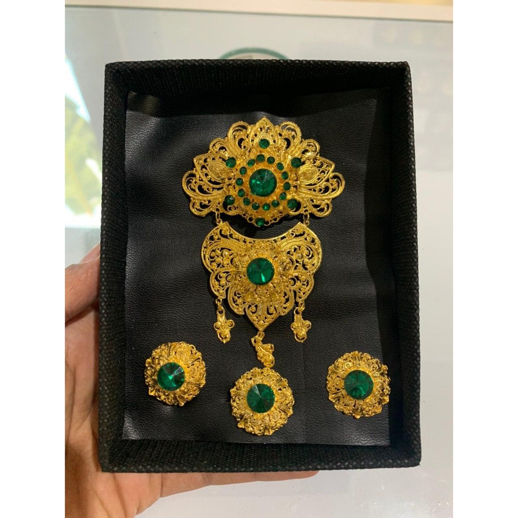 Bros alpaka bali motif kipas sirkon korea-ijo