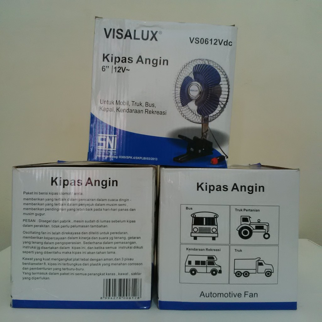 Kipas Angin DC jepit 6 inch Visalux Aki Mobil 12VDC VS06-12VDC + clip