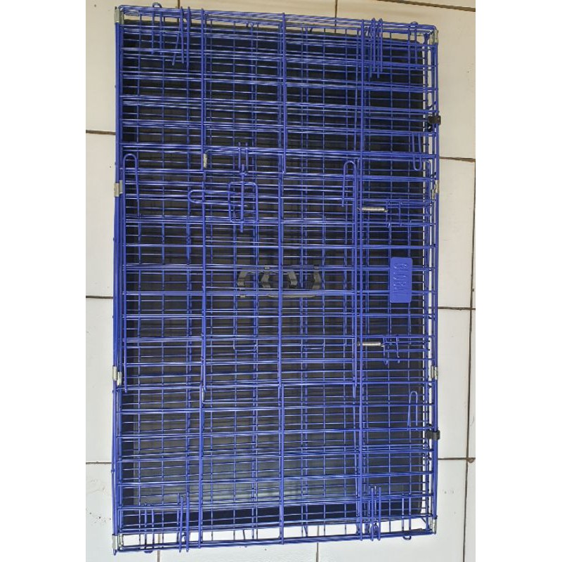 Kandang  Besi Lipat Tebal Size XL (92cm x 56cm x 66cm) Kucing / Anjing / Kelinci-BIRU TUA
