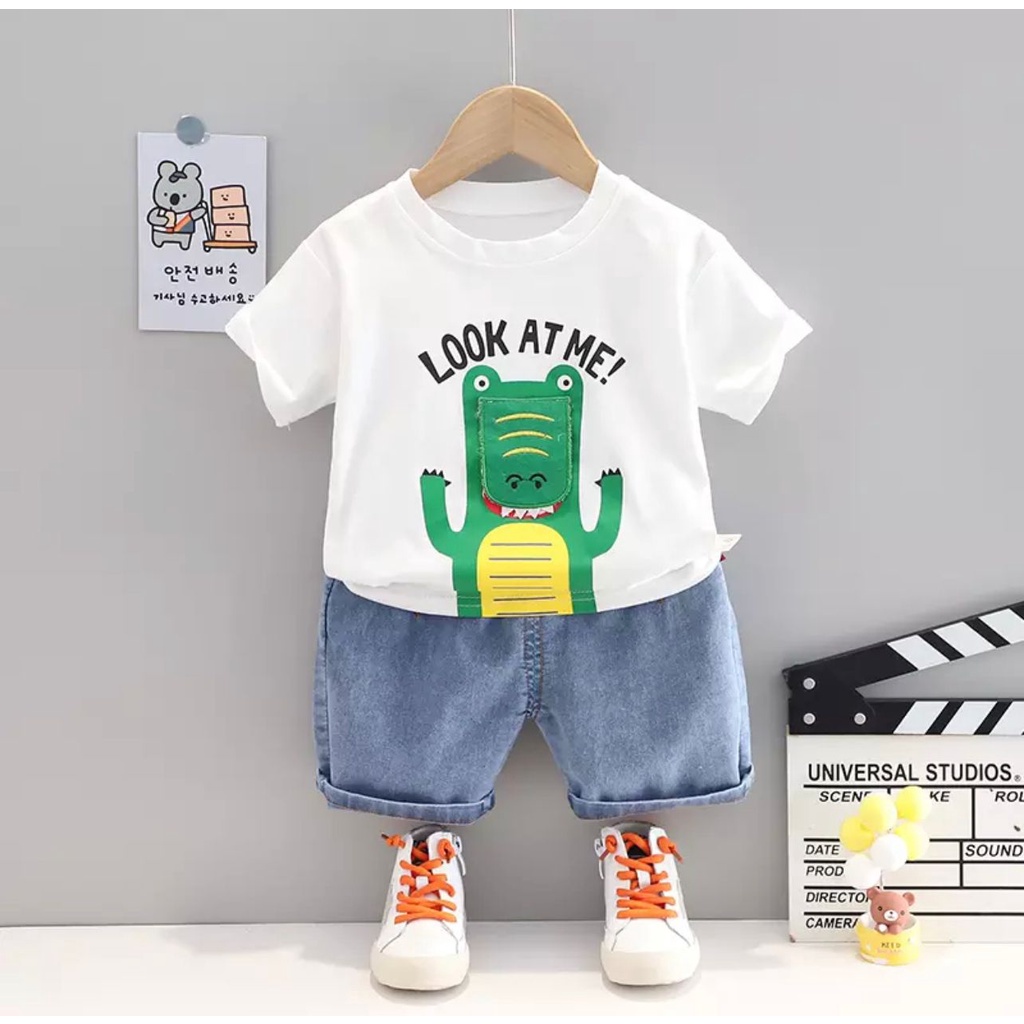 PROMO-SETELAN ANAK PAKAIAN ANAK 1-5 TAHUN SETELAN ANAK LAKI LAKI FASHION ANAK LAKI LAKI SETELAN BAJU KAOS ANAK CELANA DENIM  FASHION BAYI &amp; ANAK TERBARU  SETELAN ANAK KEKINIAN SETELAN CROCO LOOK DENIM