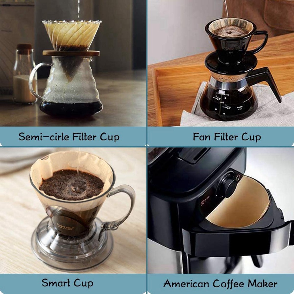 Rebuy Coffee Filter Paper 100PCS Untuk V60 Dripper Coffee Ukuran 02alat Drip