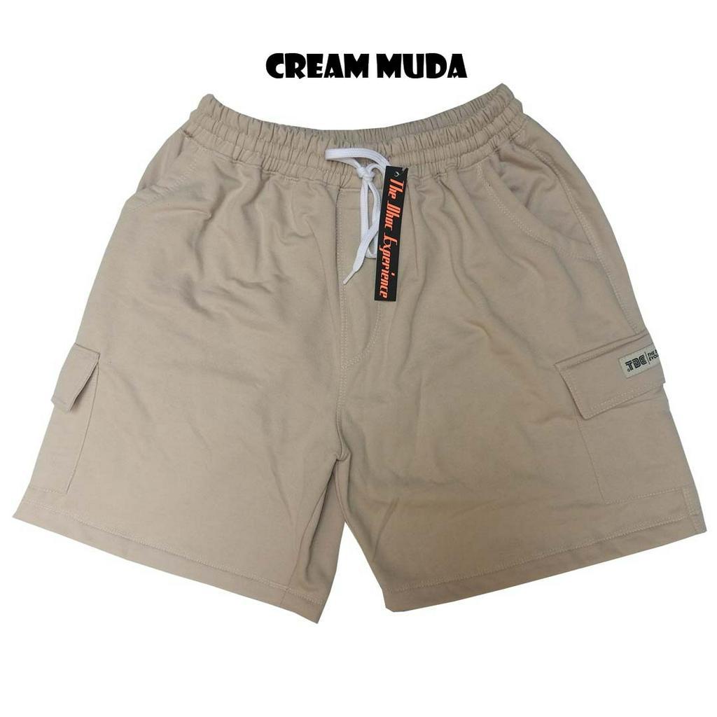 TDE/SHORT CARGO/CELANA PENDEK/UNISEX/PRIA/WANITA/CARGO/CREAM MUDA