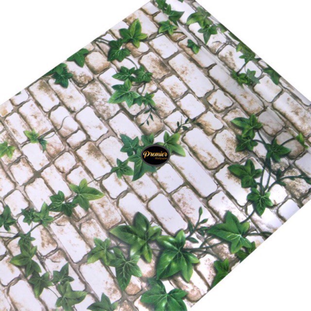 Wallpaper Dinding 45 CM x 10 M Bata Putih Bata Abu 3D Grey Bata Merah Bata Putih Daun /