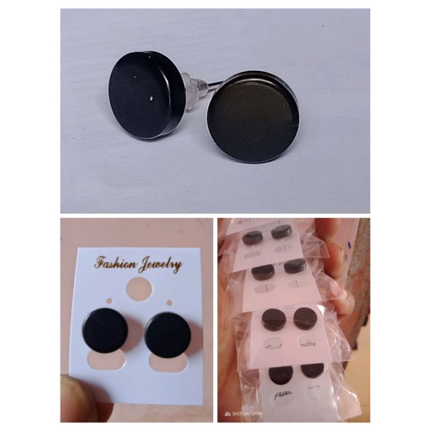 Anting tindik bulat hitam monel