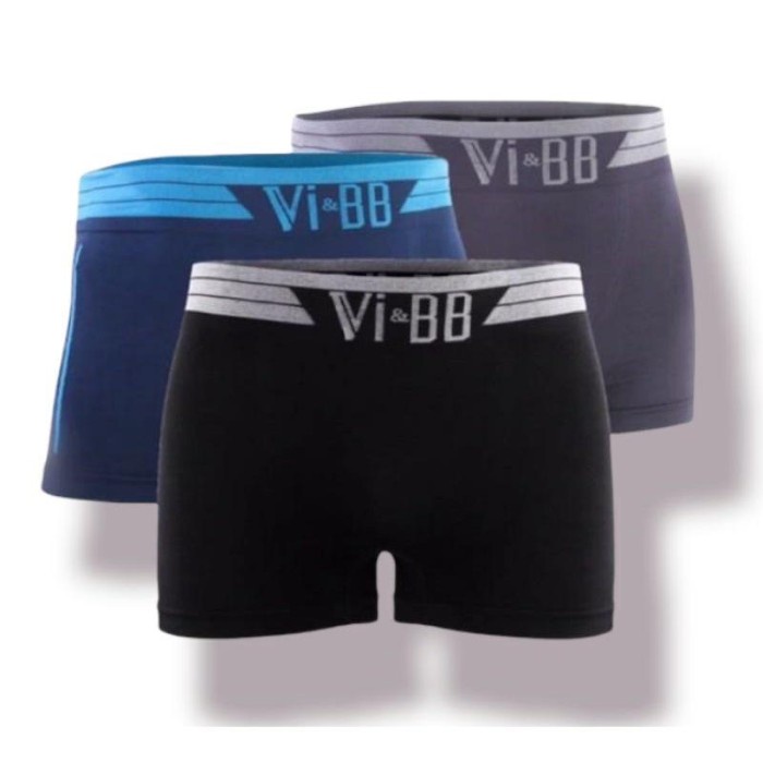 PROOMO!! 3 PCS Celana dalam pria / celana dalam pria model boxer / Boxer vi &amp; BB / CD bahan Rajut LEMBUT