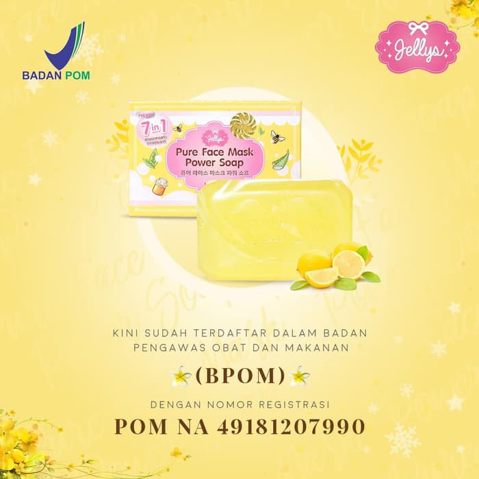 Jellys Pure Face Mask Power Soap / Sabun Cuci Muka Jellys / PURE SOAP THAILAND ORIGINAL ASLI BPOM