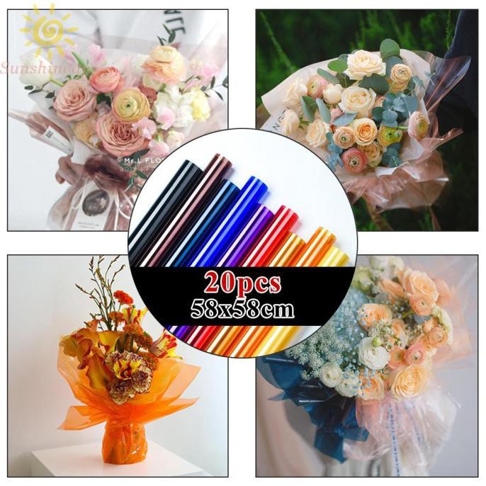 

Terbaru 20Pcs 58*58Cm Plastic Paper Wrapping Paper Gift Flower Patio789