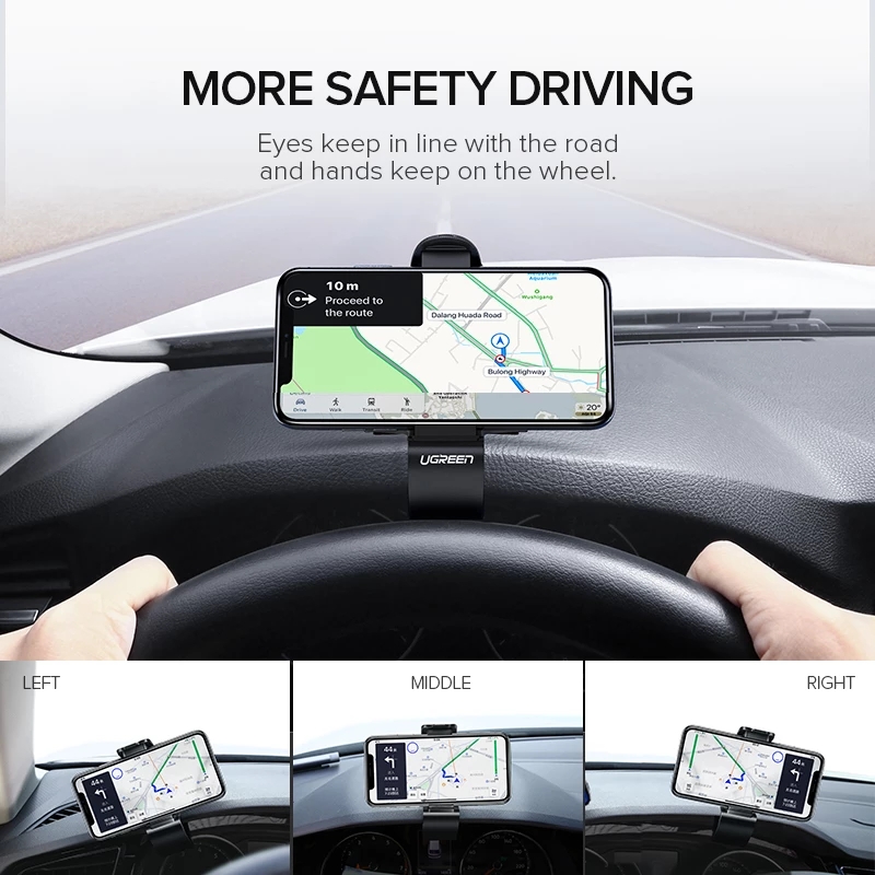 UGREEN Car Phone Mount HUD Design Dashboard Edge Car Phone Mount Holder Cardle for Safe Driving fit