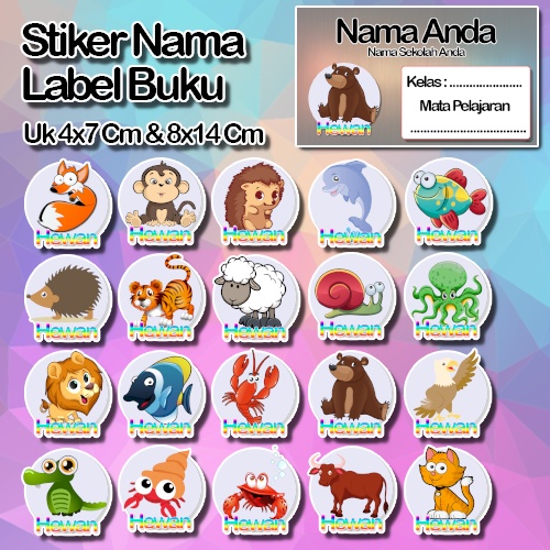 

Stiker animasi kartun kerbau ikan kambing ikan Karakter Lucu Custom Lebel Nama cromo murah 20 Varian berbeda Sticker Pelajaran Mapel buku anak sekolah No 12