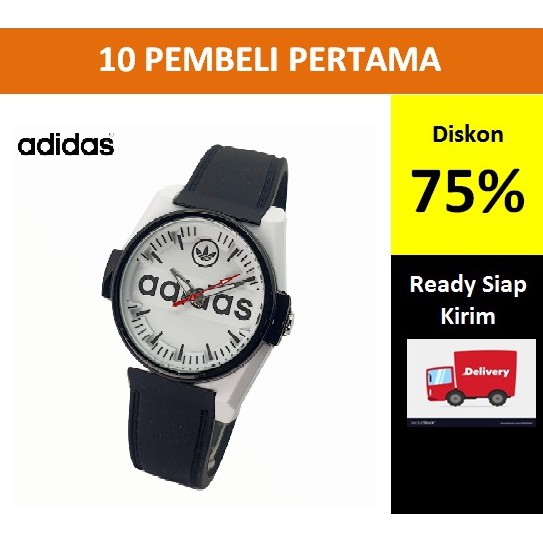 JAM TANGAN WANITA KARET ADIDAS HITAM