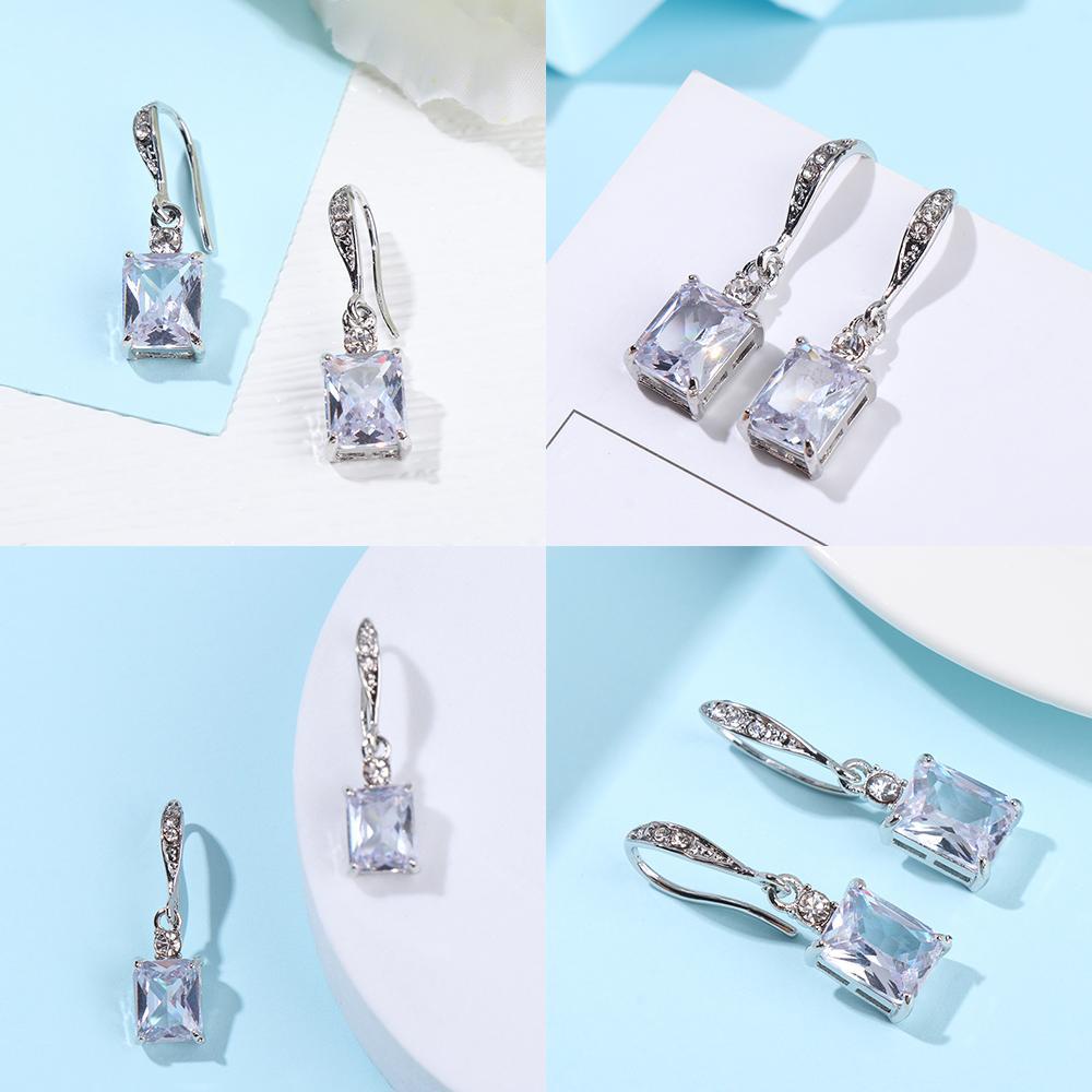 R-bunga Perak Drop Anting-Anting Fashion Perhiasan Pernikahan Gadis Cubic Zirconia