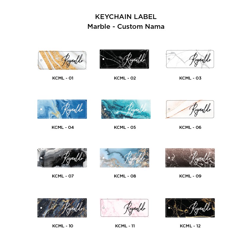 Gantungan Kunci Label | Keychain | Marble | Custom Nama