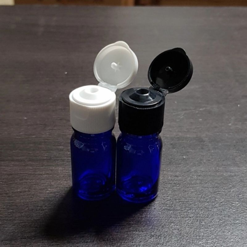 botol kaca 5ml tebal biru tutup fliptop