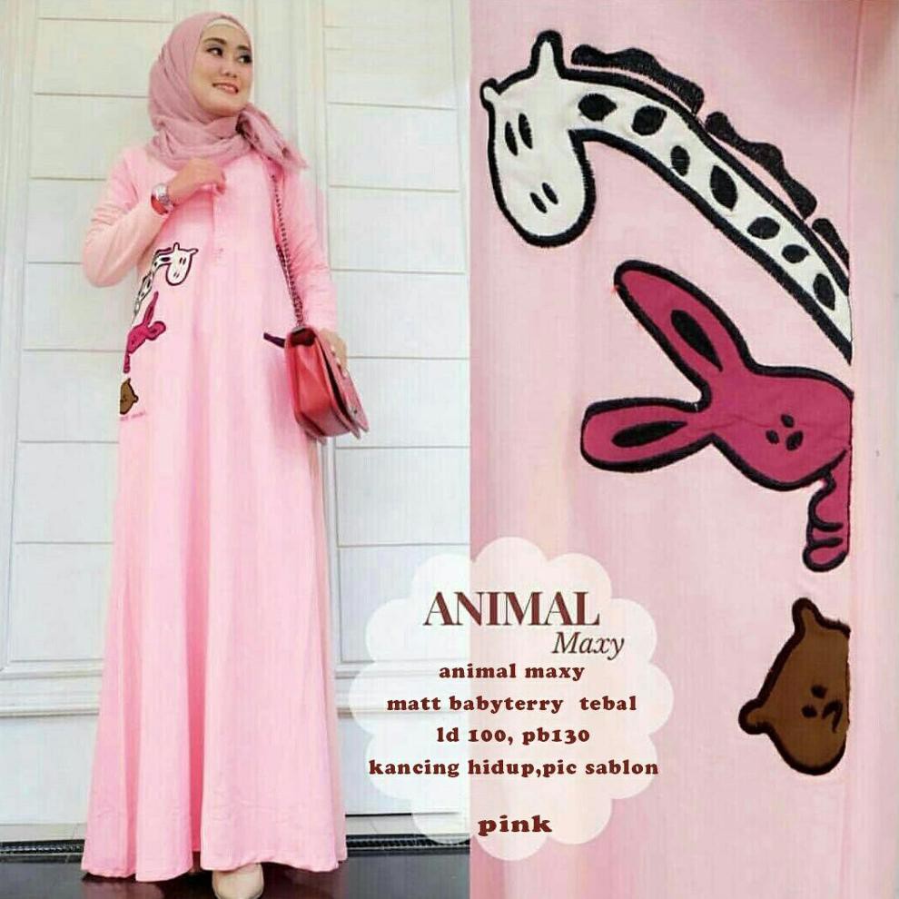 Diskon G Maxi Animal Longdress Wanita Hijab Muslimah Terlaris Model