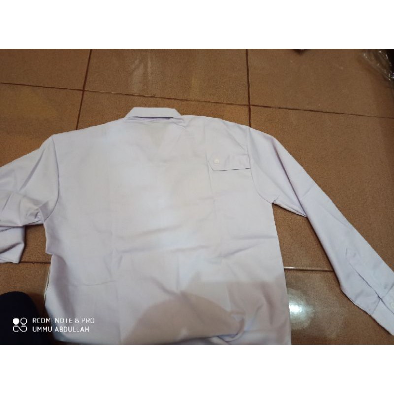 Kemeja Putih PNS PDH Lengan Panjang Baju kantong dua atas Pria Wanita