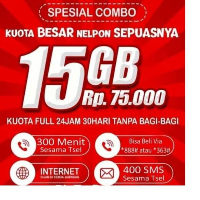 Kartu sakti combo 15Gb telkomsel