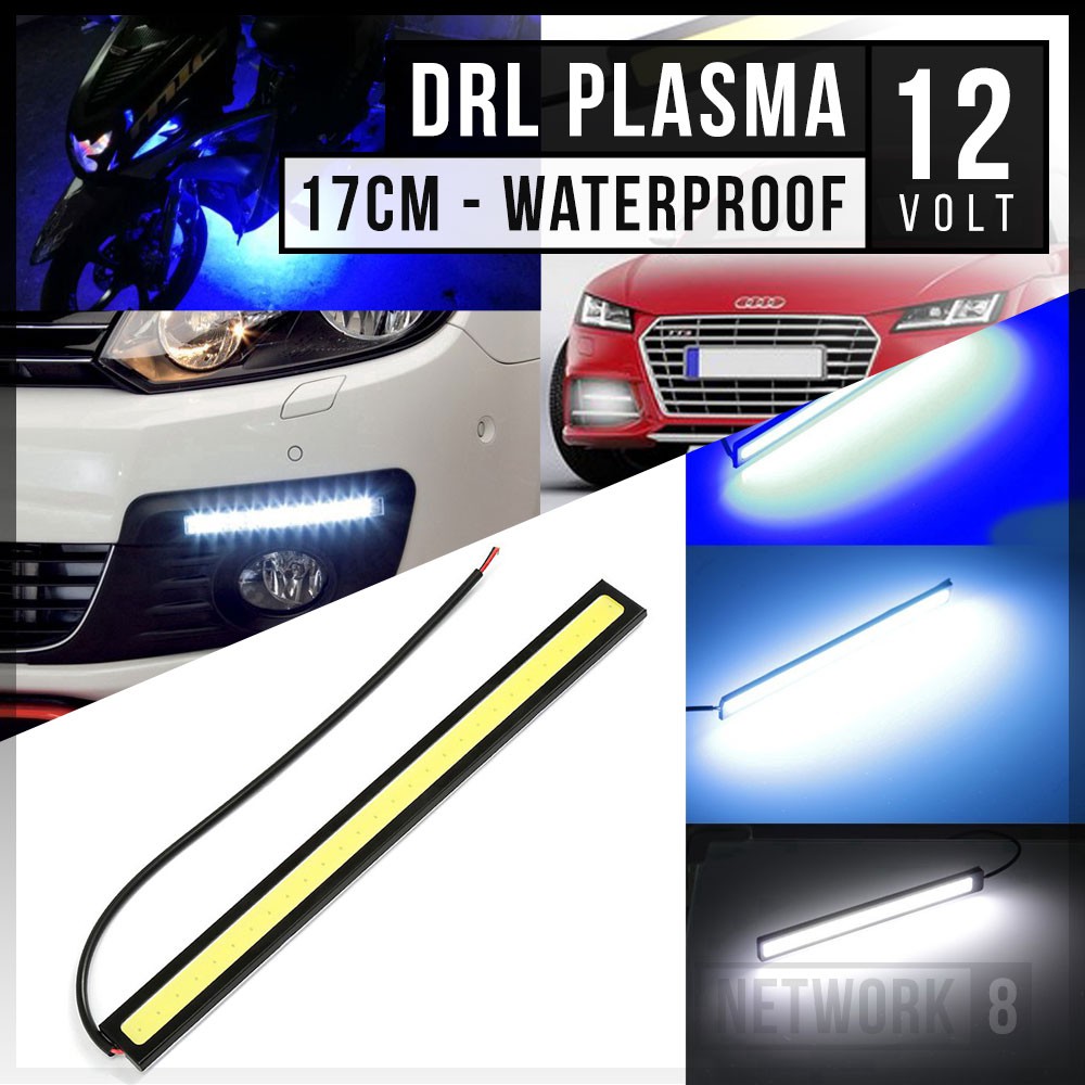 COB LAMPU LED DRL 17 CM PLASMA DAYTIME RUNNING LIGHTS STRIP 12V 12 VOLT BIRU ES PUTIH WATERPROOF