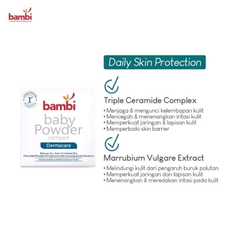 BAMBI BEDAK PADAT BAYI KULIT SENSITIF BAMBI BABY COMPACT POWDER DERMACARE 40GR