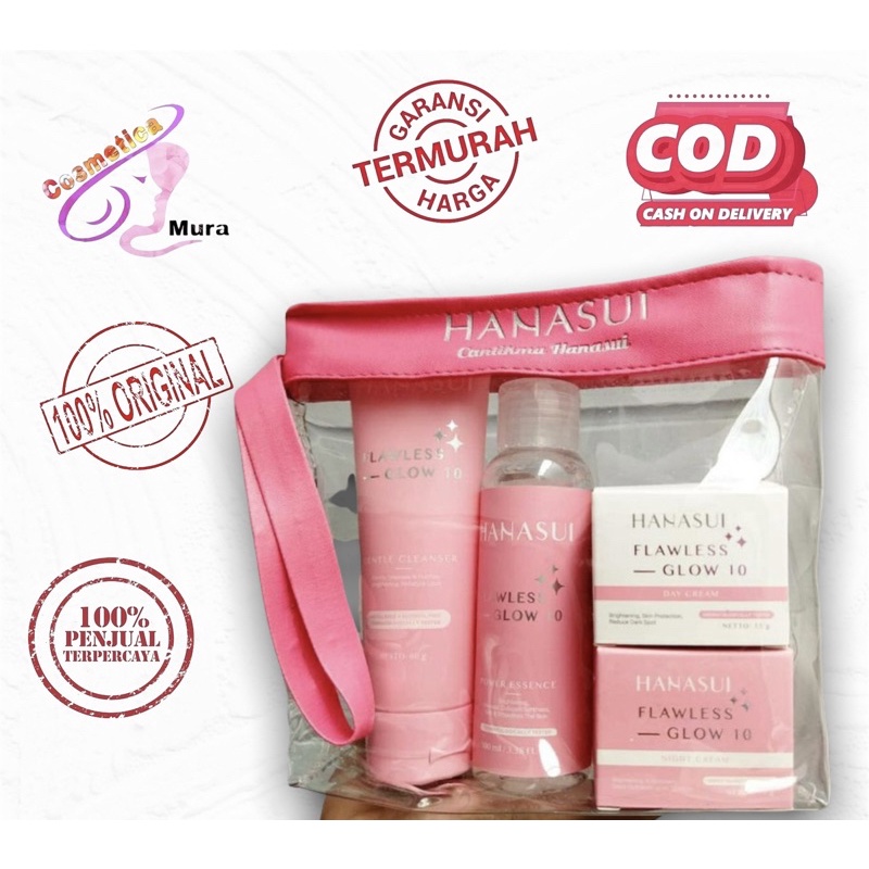 paket set lengkap hanasui flawless 10 benefit to glow || paket skincare hanasui flawless 4in1