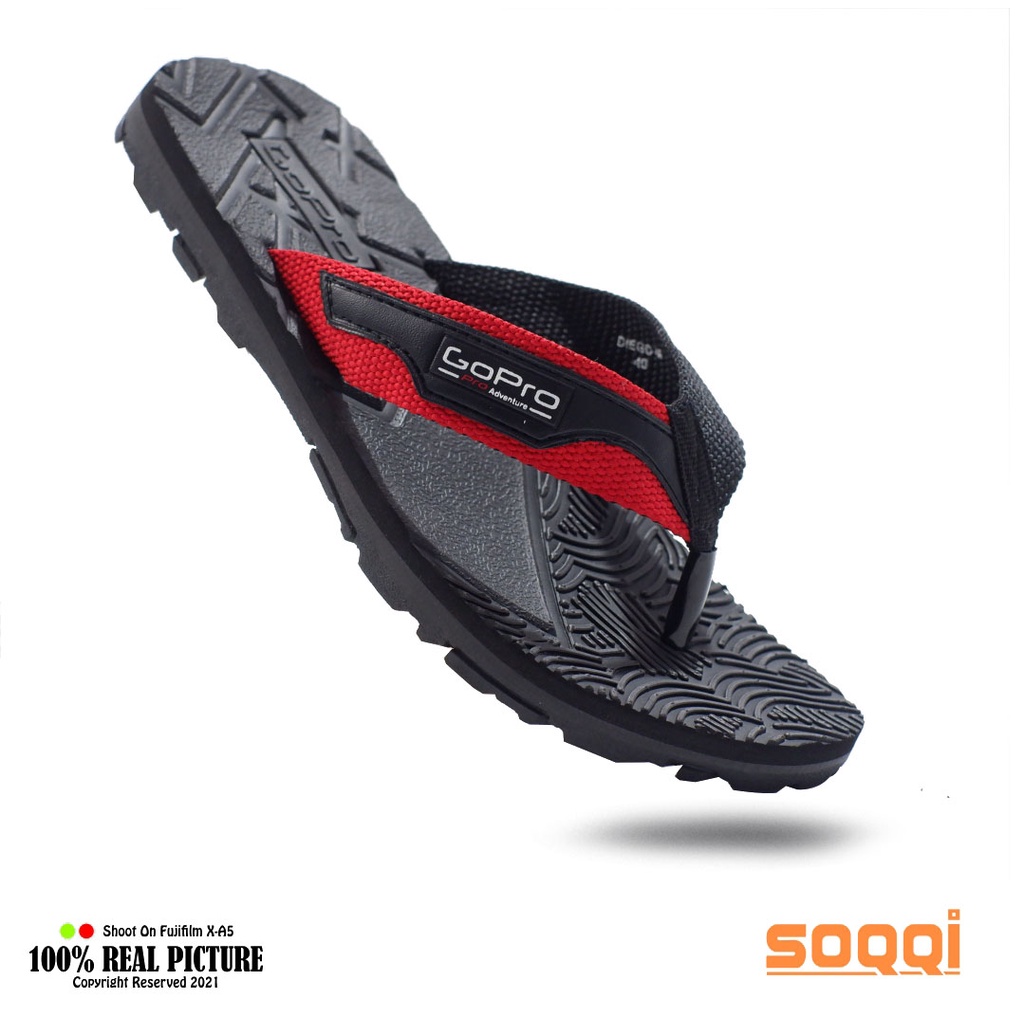 Sandal jepit pria original sendal japit karet cowok laki-laki dewasa model distro casual flat flip flop slide branded Soqqi-Gp Diego spon terbaik promo lebaran cod murah keren 39-43