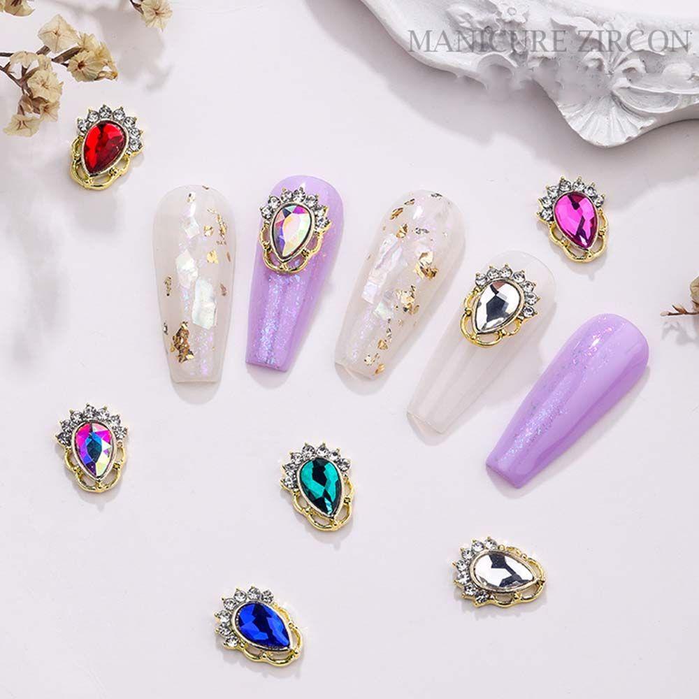 AUGUSTINA Augustina Tetesan Air Kuku Berlian Imitasi Fashion 10 Pcs Mewah Nail Art Dekorasi Nail Art Ornamen Alloy Zirkon Nail Drills
