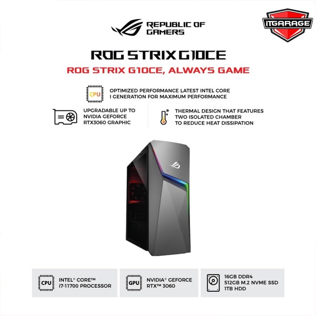 Asus Rog Strix G10CE-701153601W|i7-11700F/16G/512G/1T HDD/RTX3060-12G