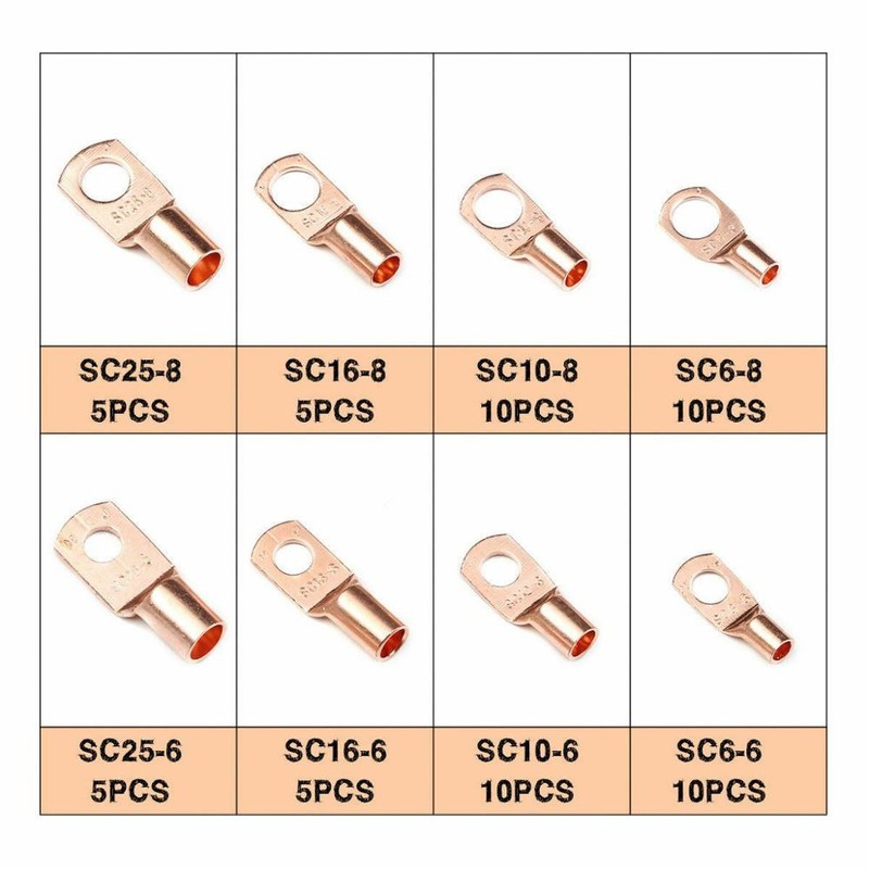 60 / 140pcs Ring Konektor Terminal Kabel Baterai Bahan Tembaga Untuk Mobil